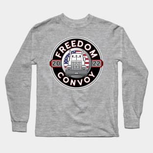 FREEDOM CONVOY 2022 - USA TRUCKERS FOR FREEDOM - GRAY ROUND WHITE LETTERS RED Long Sleeve T-Shirt